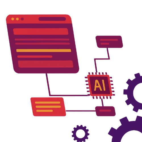 Illustration showing AI integrated with ecommerce website design, representing an ecommerce agency's capabilities.