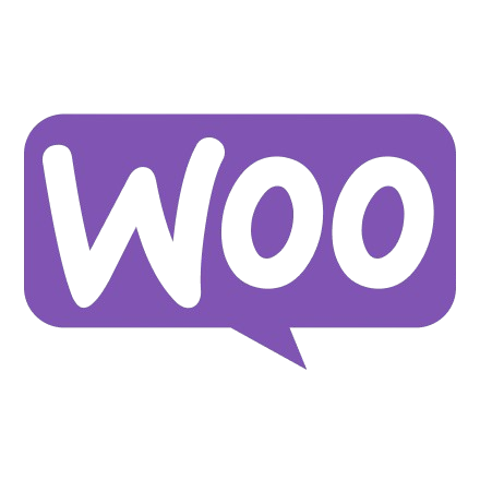 The WooCommerce logo: 'Woo' in a purple speech bubble. Ecommerce development solution.